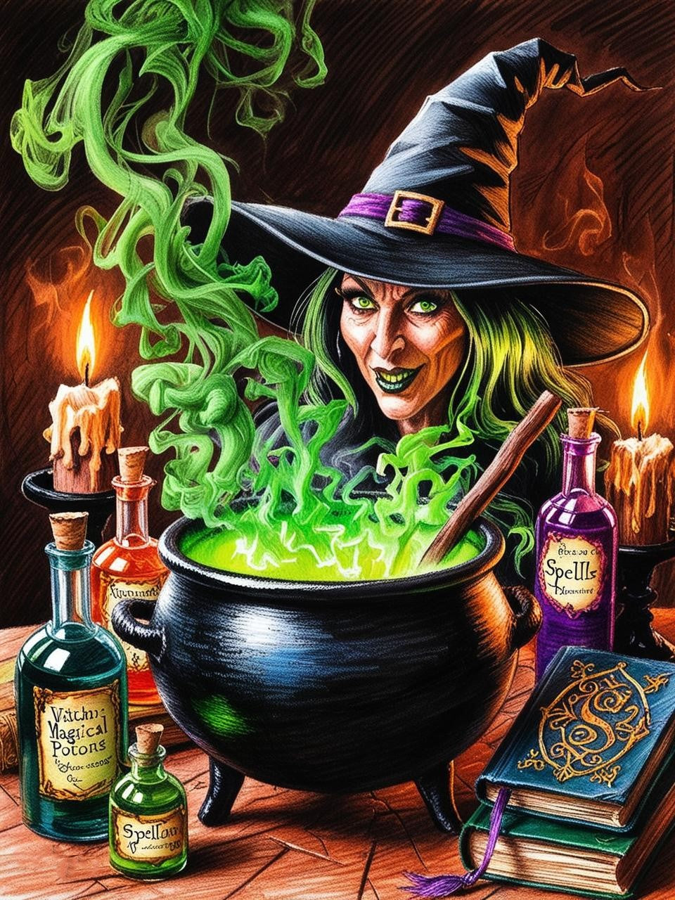 Paint by Number Cursed Witch's Cauldron