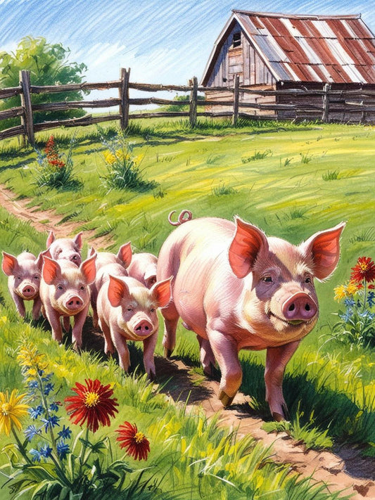 Paint by Number The Farm’s Loving Pig