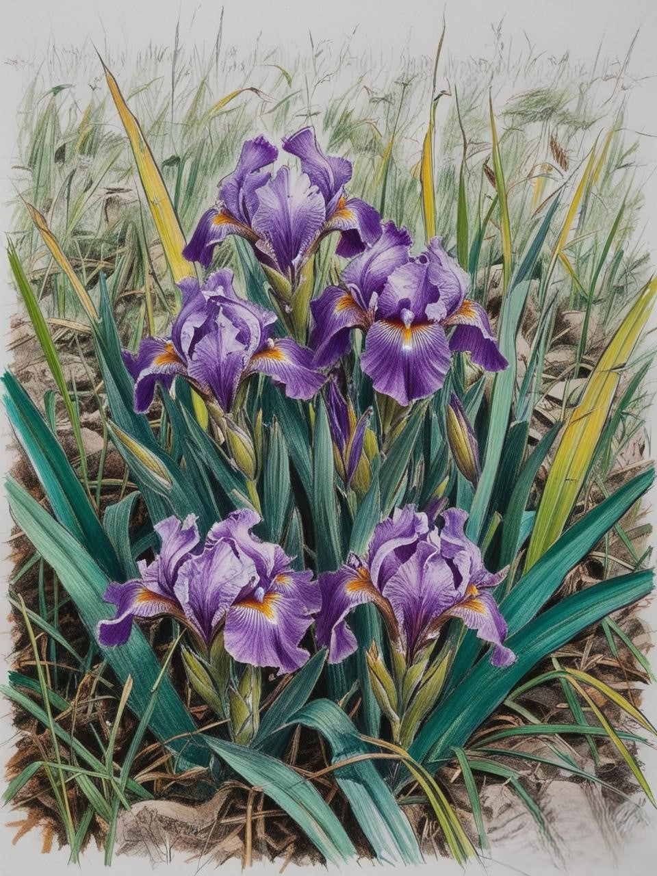 Paint by Number Purple Irises Blooming