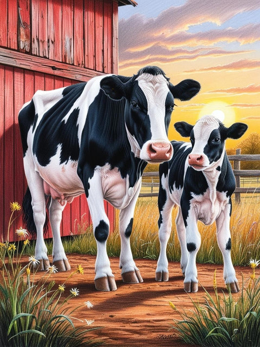 Paint by Number Calf and Mama Cow