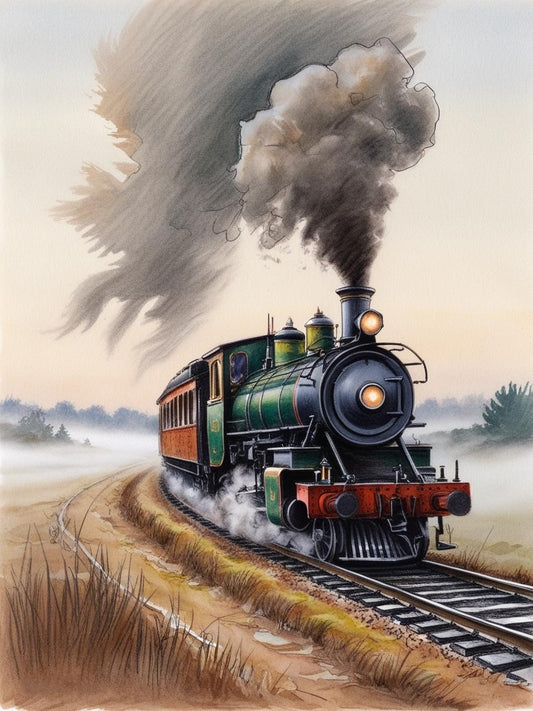 Paint By Number Old World Locomotive