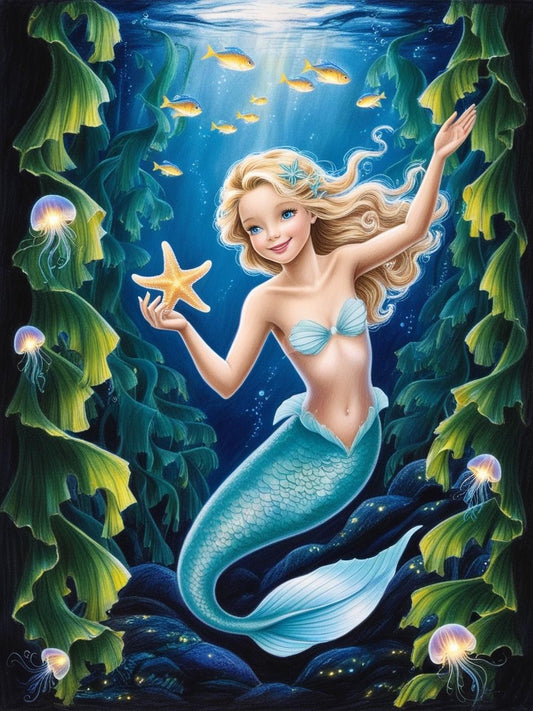 Paint by Number Shimmering Seashell Sweetheart Mermaid