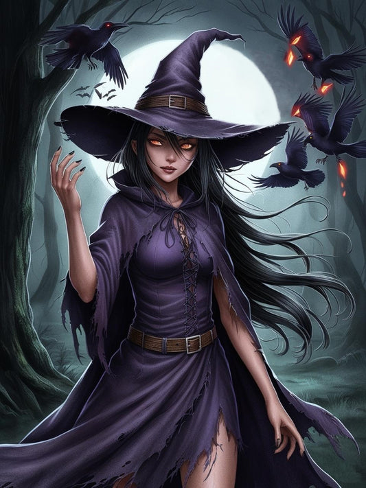 Paint by Number Twilight Witch & Her Flock – Gothic Elegance