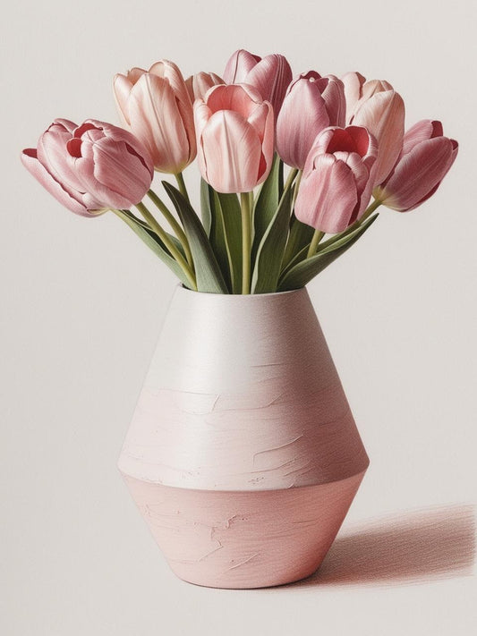 Paint by Number Soft Tulips in Minimalist Vase