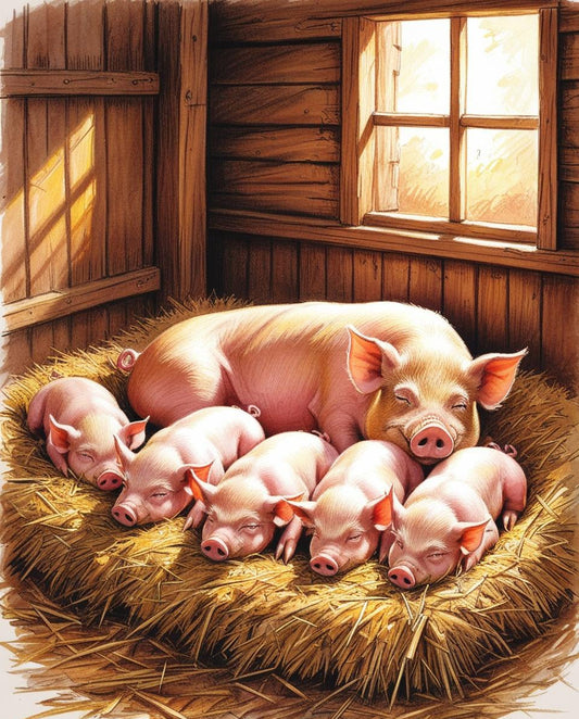 Paint by Number The Gentle Mother and Piglets