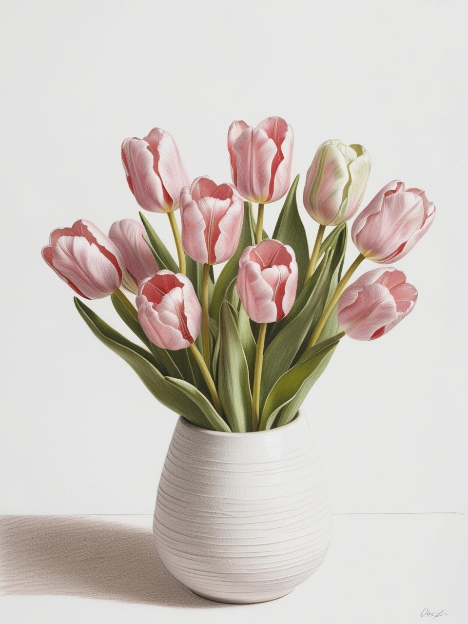 Paint by Number Elegant Tulips in White Vase