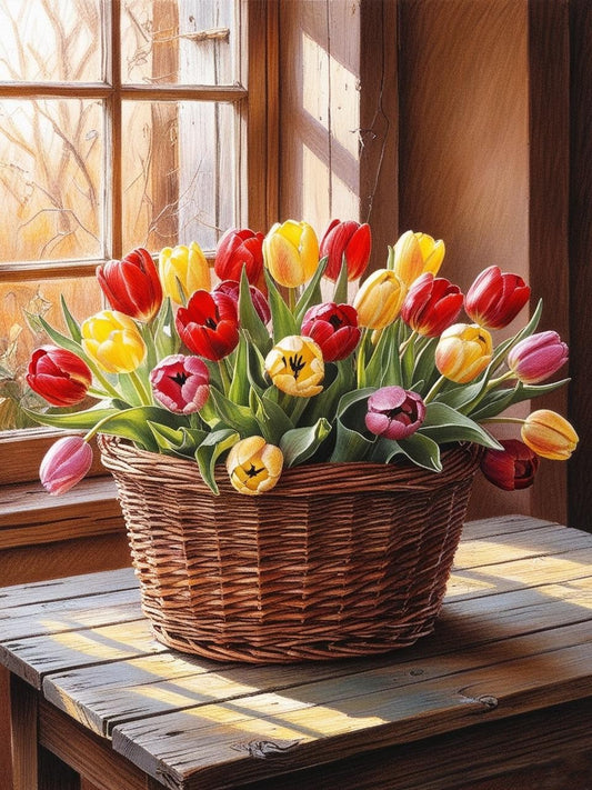 Paint By Number Cheerful Tulips for Spring