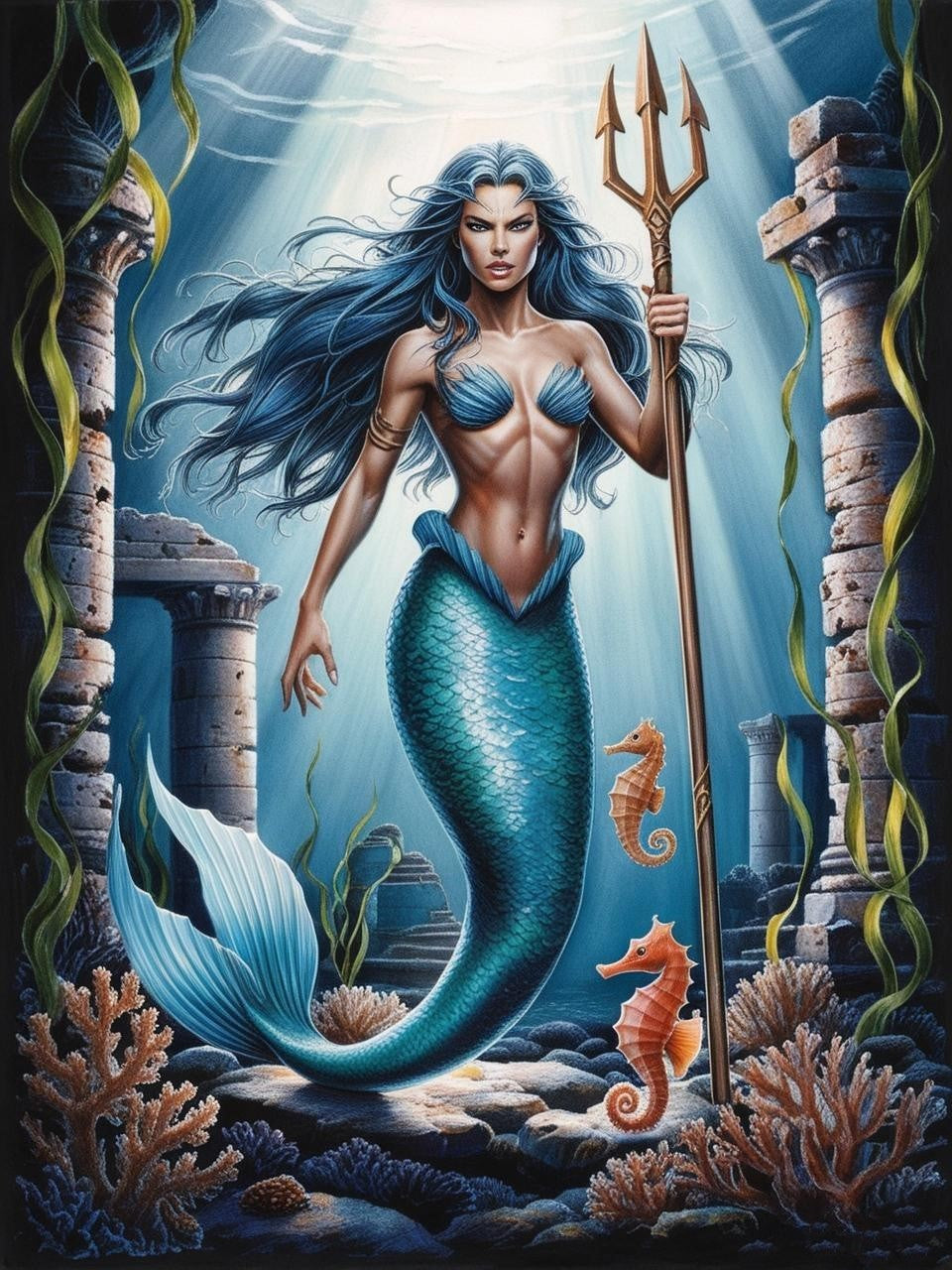 Paint by Number Wavestrike Warrior Mermaid