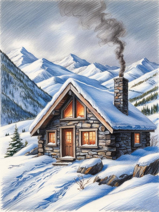 Paint by Number Cozy Winter Cabin Retreat