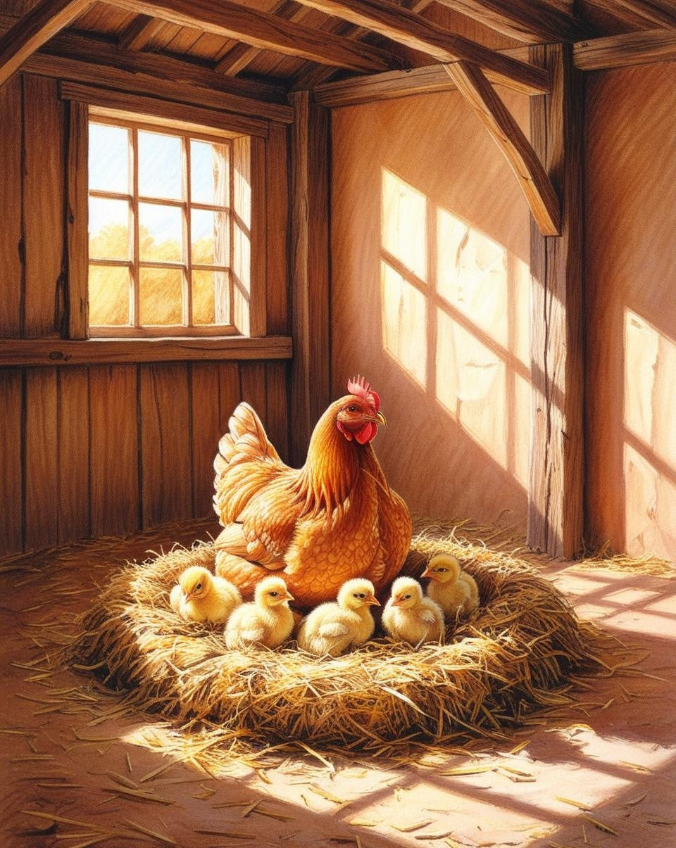 Paint by Number Cozy Hen with Chicks