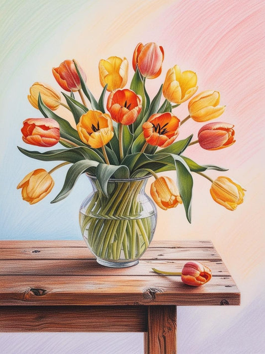 Paint By Number Colorful Garden Tulips