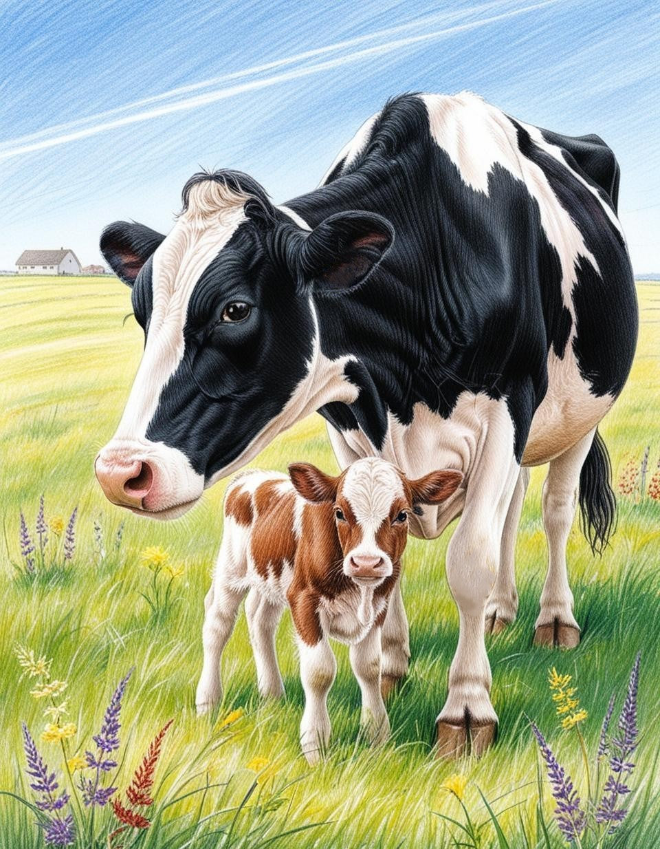 Paint by Number Dairy Cow and Calf