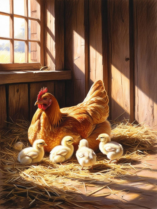 Paint by Number Farmyard Hen and Chick