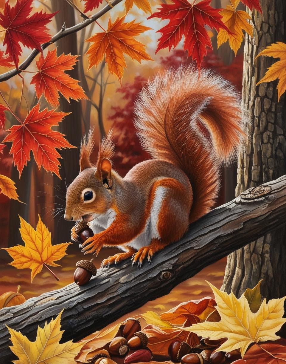 Paint By Number Squirrel in Fall Colors