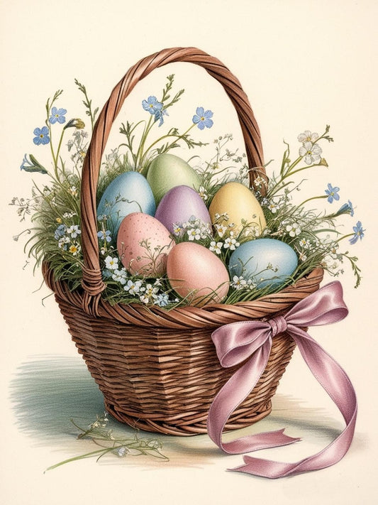 Paint by Number Pastel Easter Basket