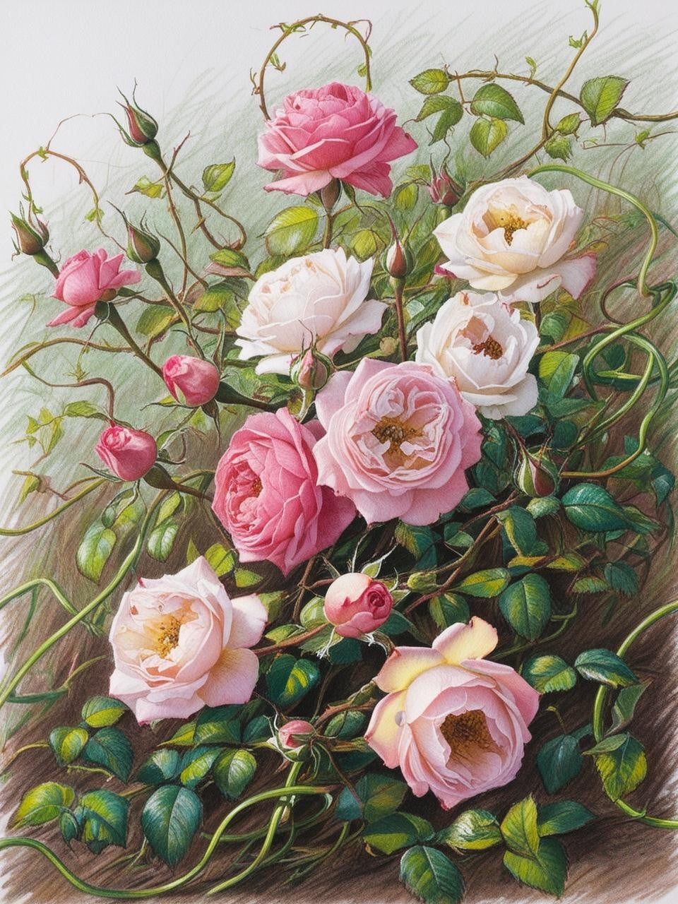 Paint by Number Whimsical Roses