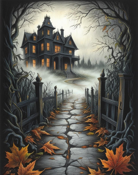 Paint by Number Spooky Haunted House