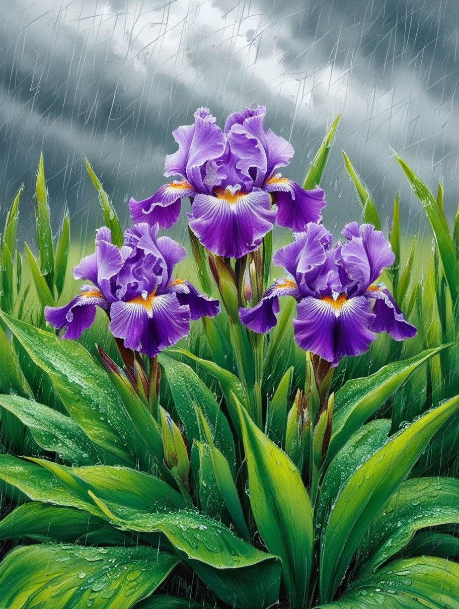 Paint by Number Dew-Kissed Purple Irises