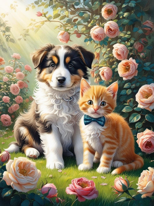 Paint by Number Puppy and Kitten Best Friends