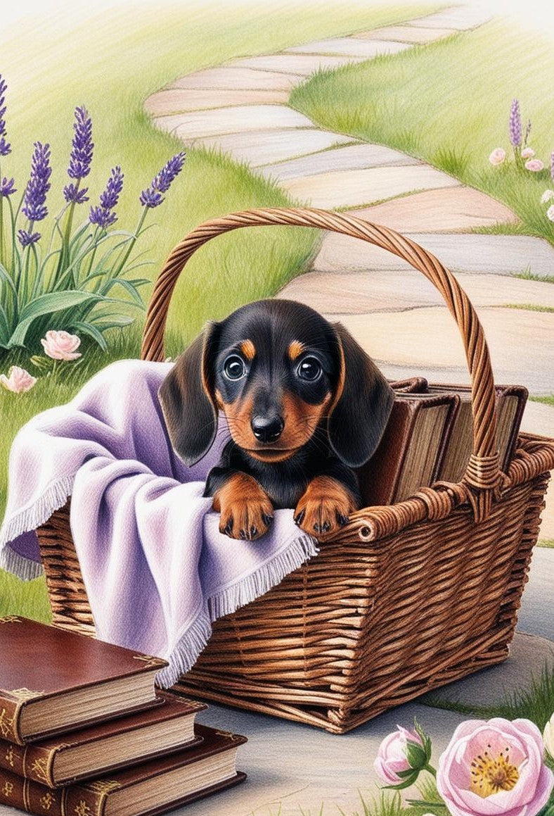 Paint by Number Basket of Cuteness: Dachshund