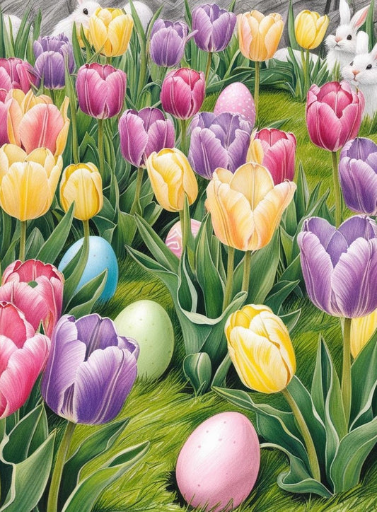 Paint By Number Whimsical Tulips