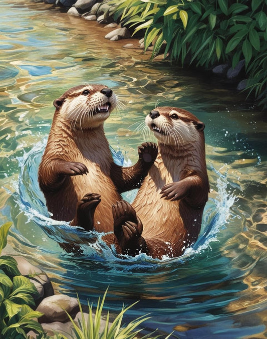 Paint By Number Playful Otters