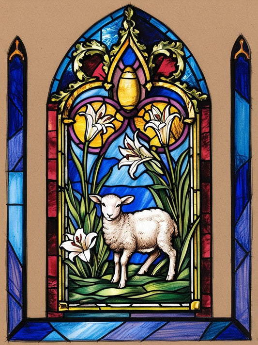 Paint by Number Beautiful Stained Glass Lamb