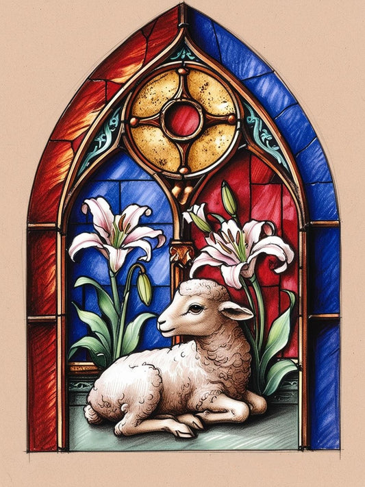 Paint by Number Radiant Stained Glass Lamb