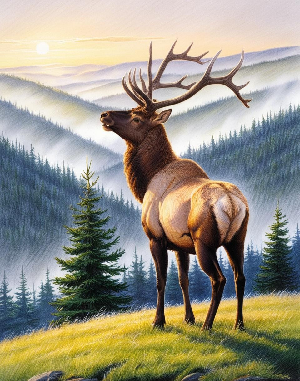 Paint By Number Grand Elk in the Early Morning Light