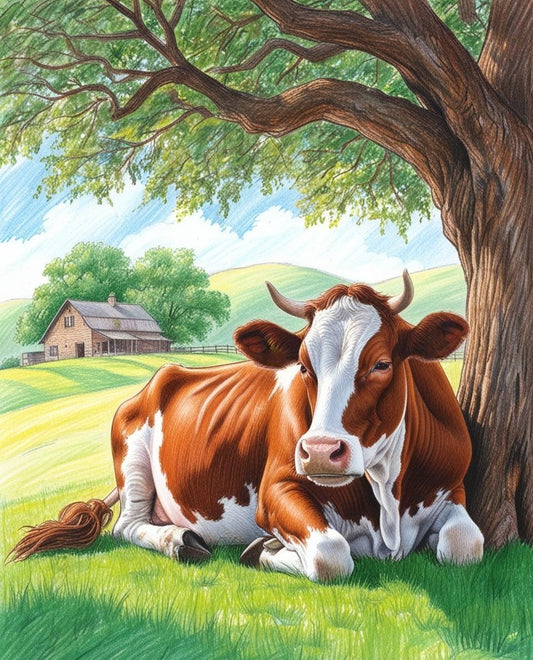 Paint by Number Farmyard Cow Relaxing