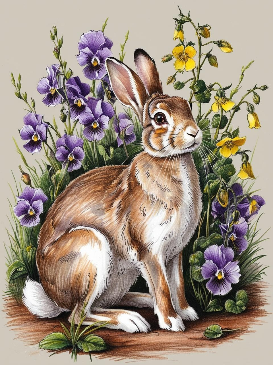 Paint by Number Floral Easter Bunny