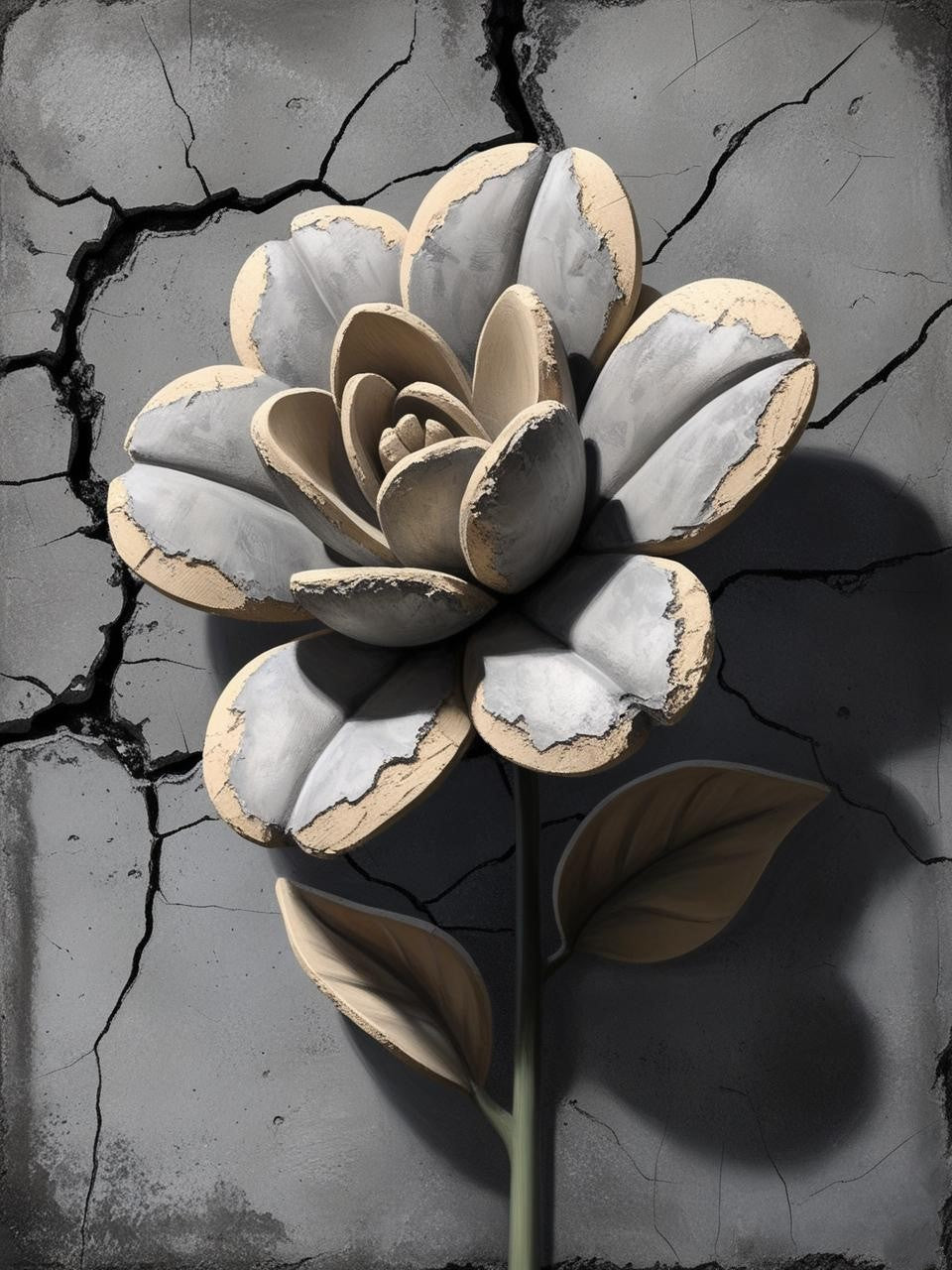 Paint By Number Cracked Elegance: The Concrete Flower