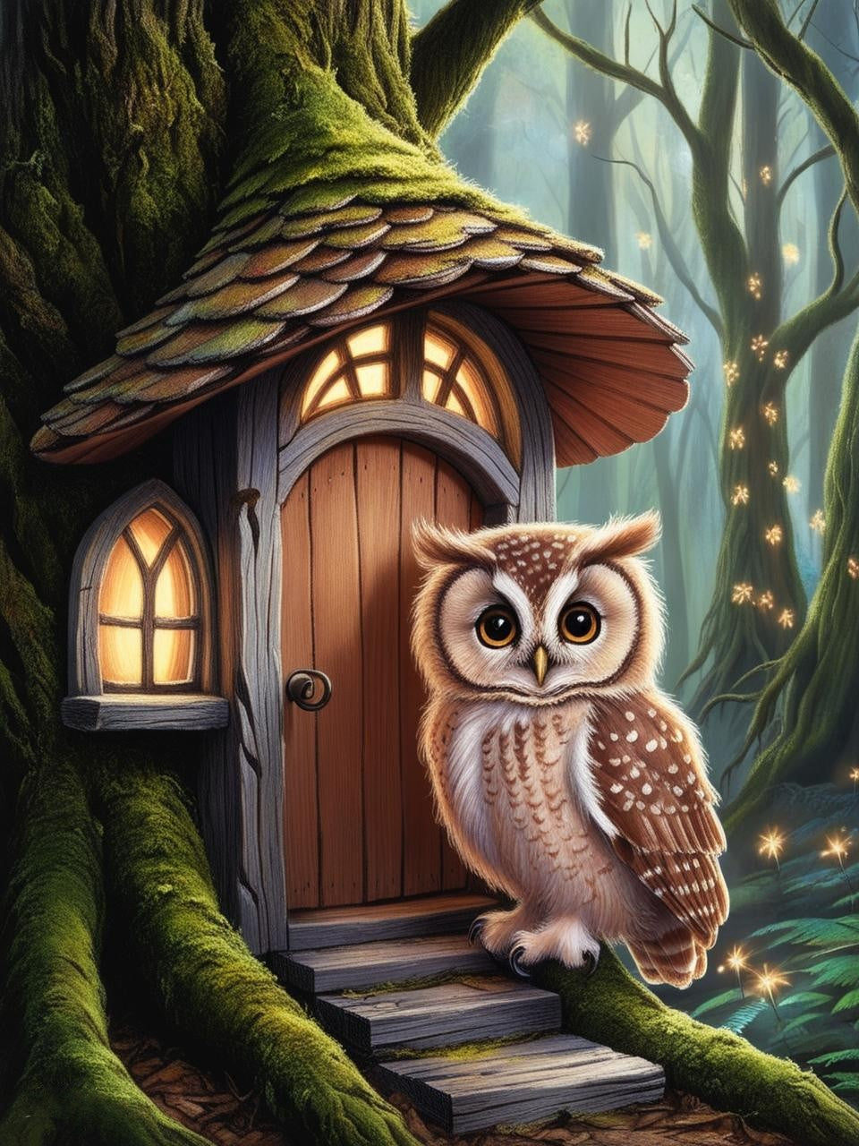 Paint by Number Dewdrop Hollow Owlet