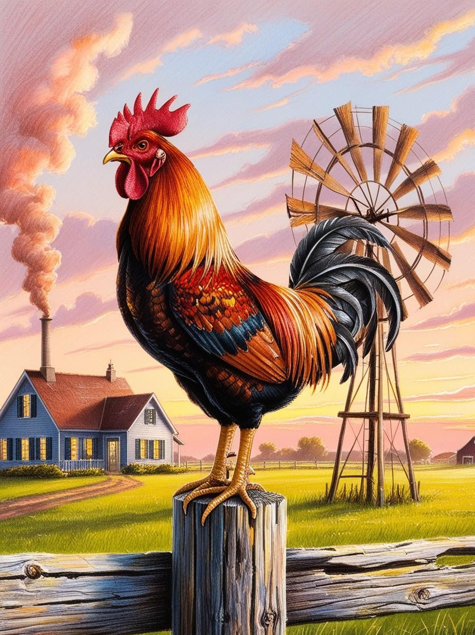 Paint by Number Rooster at Dawn