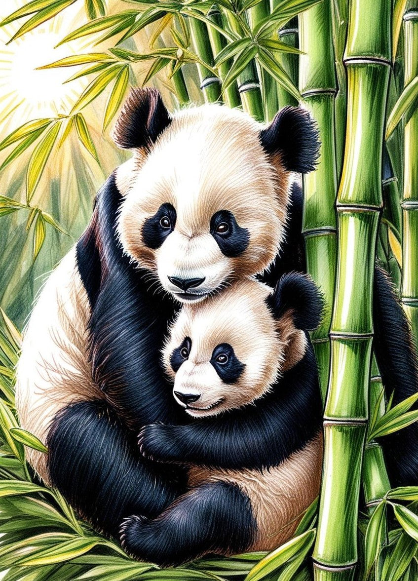 Paint By Number Cuddling Panda Family