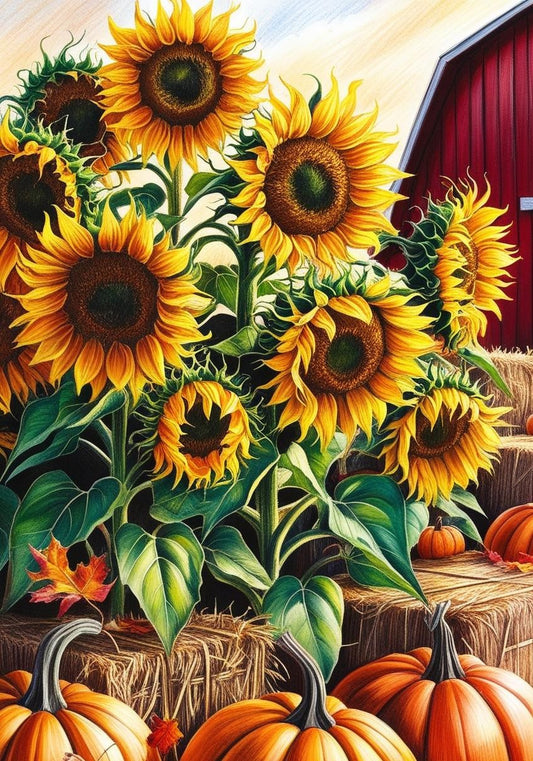 Paint By Number Pumpkins and Sunflowers