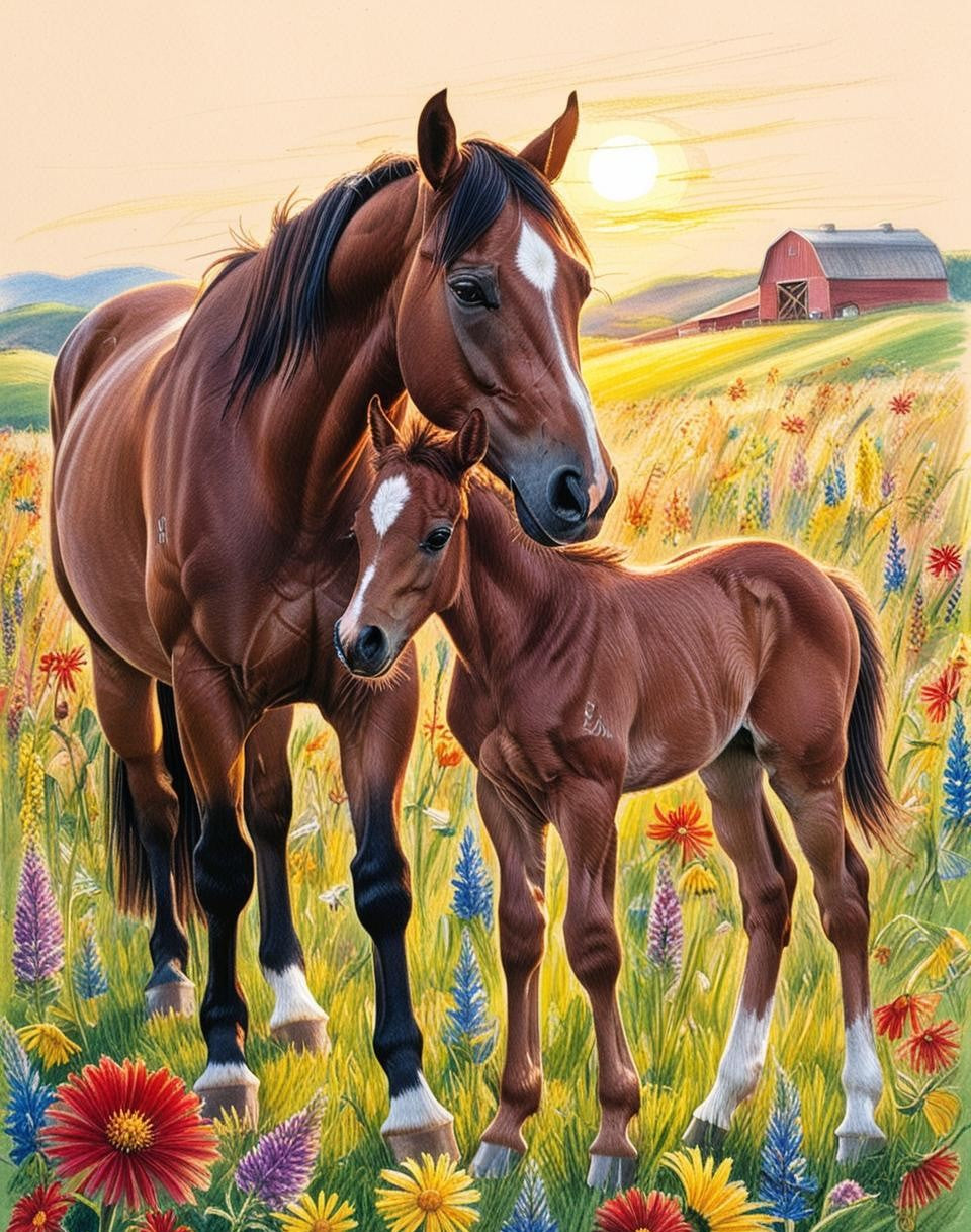 Paint by Number A Mother's Love: Horse and Colt