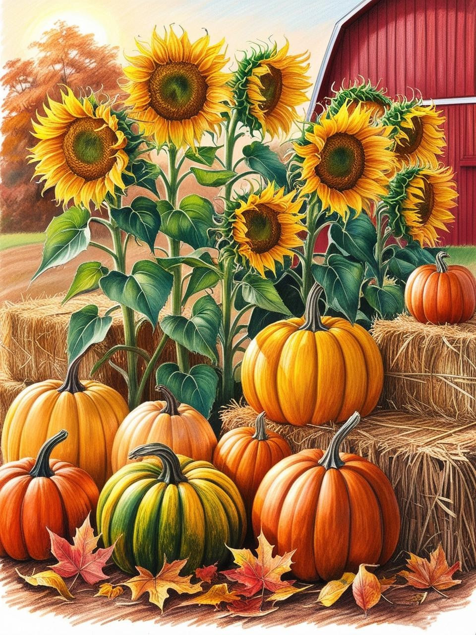 Paint By Number Bright Sunflowers & Gourds