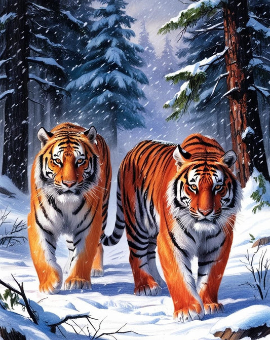 Paint By Number Tigers in the Frost