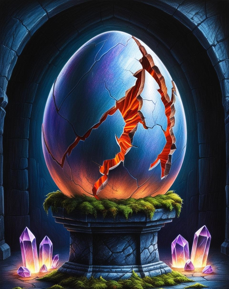 Paint by Number Shimmering Hoard Dragon Egg in a Crystal Tavern