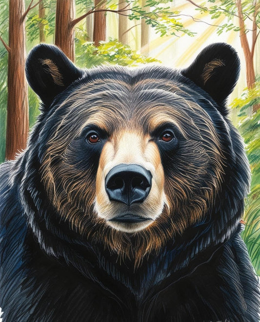 Paint By Number Black Bear Close-Up