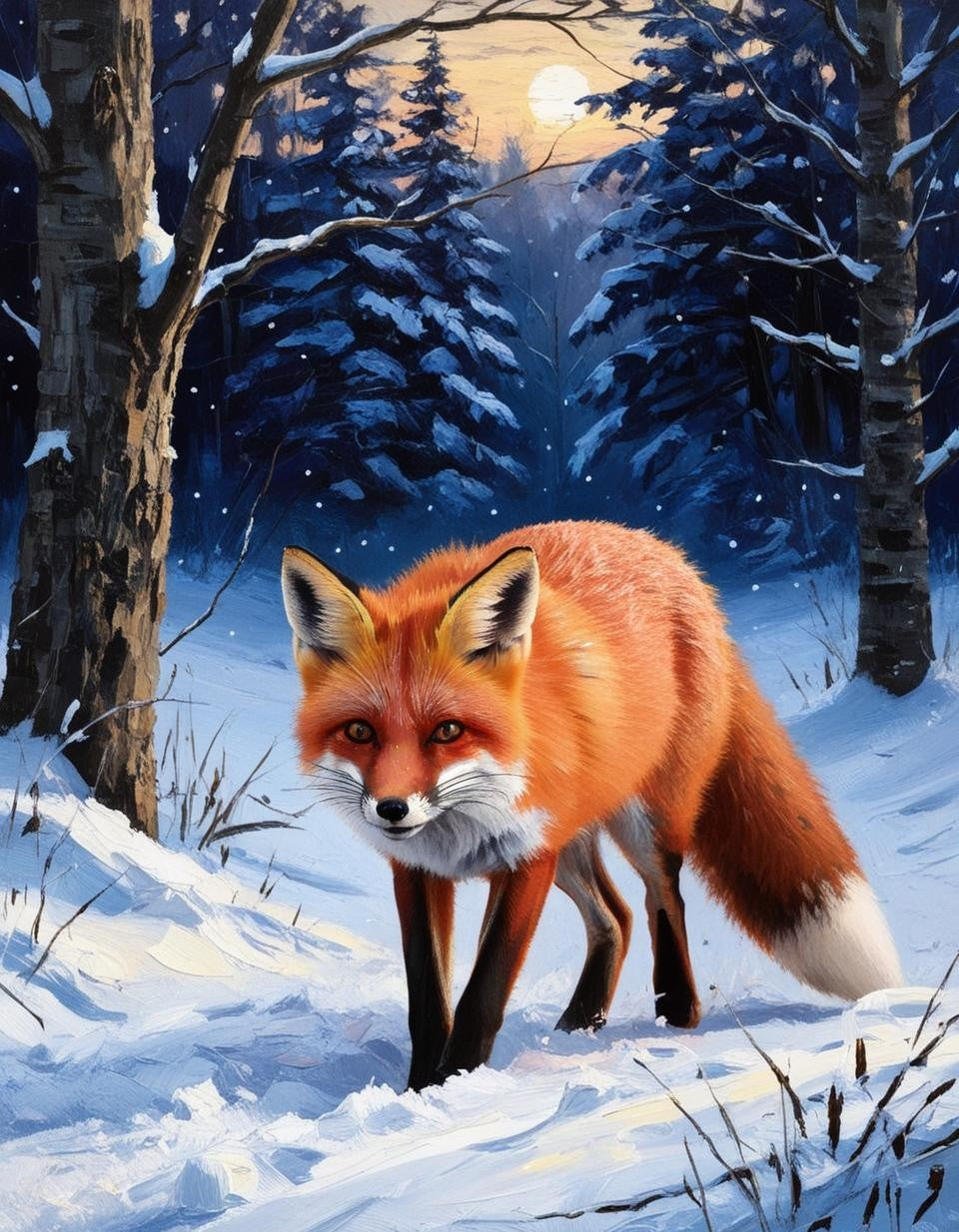 Paint By Number Red Fox in a Snowy Forest