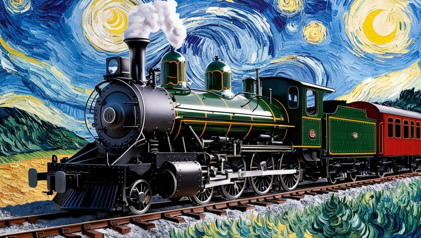 Paint by Number Whirling Stars and Steaming Locomotives