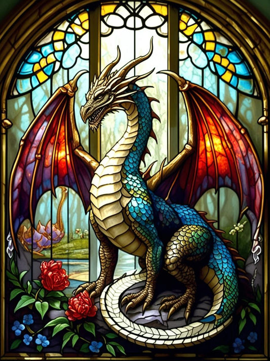 Paint by Number Emberborn Stained Glass Dragons