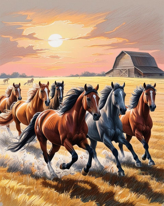 Paint by Number Farmyard Gallop