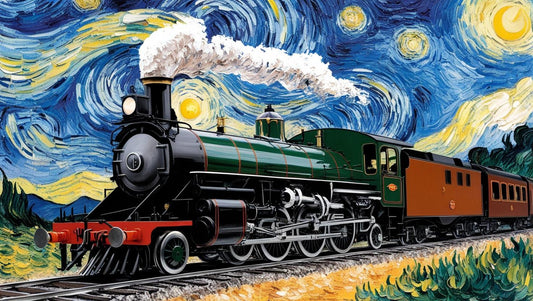 Paint by Number A Steam Train Under Van Gogh’s Skies