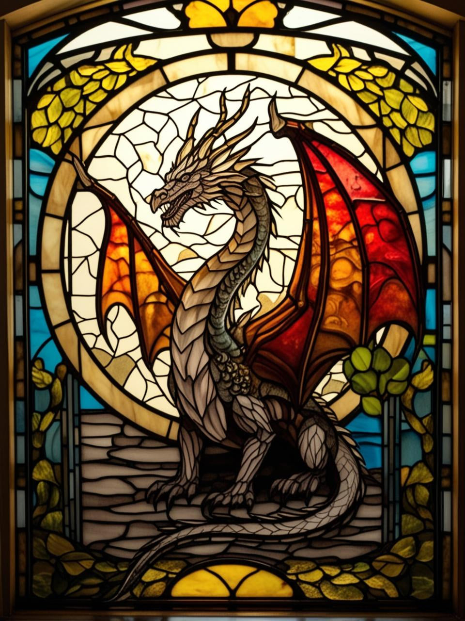 Paint by Number Astral Tide Stained Glass Dragons