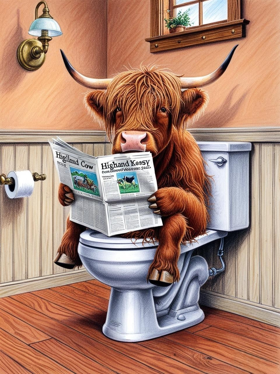 Paint by Number Highland Cow’s Bathroom Gossi