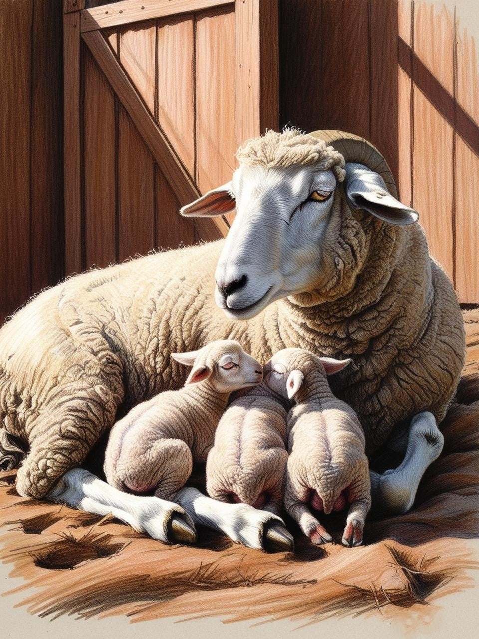 Paint by Number Sheep with Little Ones