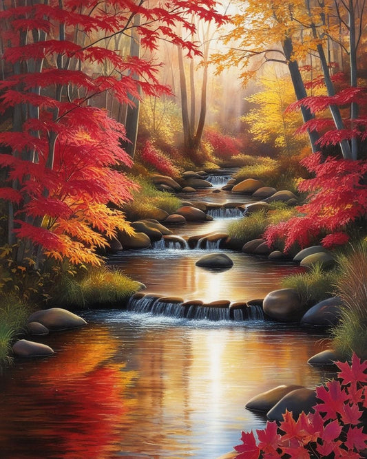 Paint By Number Colorful Autumn Scenery